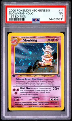 2000 POKEMON NEO GENESIS 1ST EDITION 14 SLOWKING-HOLO PSA 7-FRESH CERT! - Image 1