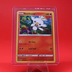 2020 Pokemon TCG Sword & Shield Black Star Promo SWSH071 Scorbunny Cosmos Holo - Image 1