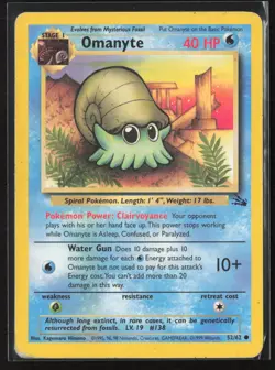 Omanyte 52/62 Common Fossil Pokemon Moderately Played - Image 1