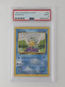 1999 Pokemon Base Set Unlimited Squirtle #63 PSA 9 MINT - Image 1