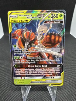 Pokemon TCG Pheromosa & Buzzwole GX 1/214 Sm-Unbroken Bonds Holo NM + - Image 1