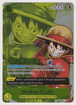 Monkey D Luffy P-106 Winner Promo NM One Piece TCG English - Image 1