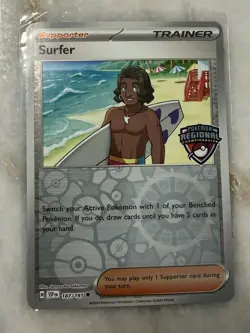 Pokemon TCG Destined Rivals Booster Packs Lot Of 9 plus Surfer Regional Stamped - Image 2