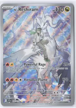 Pokemon N's Reshiram Full Art Holo Illustration Rare 130 HP SV09 167/159 Card - Image 1