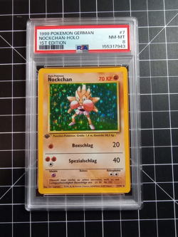 1999 Pokemon German Hitmonchan Nockchan Holo Base Set #7 1st Edition PSA 8 - Image 1