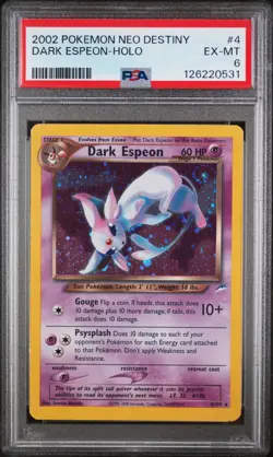 PSA 6 EX-MT Dark Espeon Neo Destiny SWIRL Holo Rare Pokemon Card 4/105 - Image 1