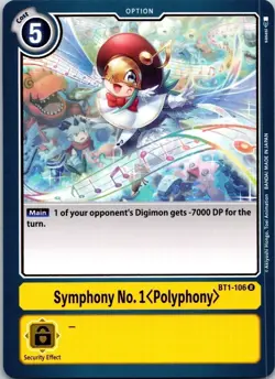 Symphony No. 1 Polyphony BT1-106 Black Rare Option Digimon CCG Card - Image 1