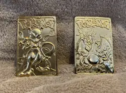 1999 Pokemon Gold Plated Charizard And Mewtwo Card - Image 1