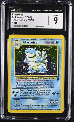 CGC 9 Blastoise Base Set 2 2/130 holo Pokemon graded card SWIRL!! - Image 1