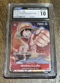 Bandai Monkey D. Luffy P-001 Games Fest 23-24 Promo Foil CGC 10 One Piece Card - Image 1