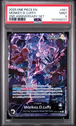 2025 ONE PIECE ENGLISH VERSION 2ND ANV SET #061 MONKEY D. LUFFY PSA 9 - Image 1