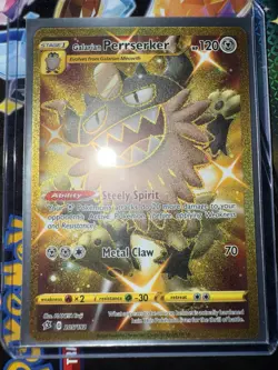 Pokemon TCG Rebel Clash Galarian Perrserker Gold Card #205 *Mint* - Image 1