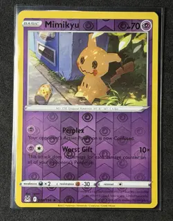 Mimikyu REVERSE HOLO RARE card 080/196 Sword & Shield Lost Origin Pokemon 2022 - Image 1