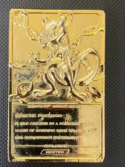 1999 Burger King Nintendo Pokemon MEWTWO Limited Edition Gold plated card RARE ! - Image 2