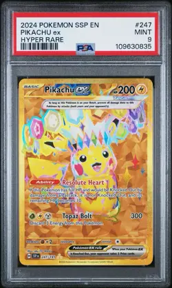 PIKACHU EX 247/191 PSA 9 SURGING SPARKS HYPER RARE POKEMON CARD ENGLISH - Image 1