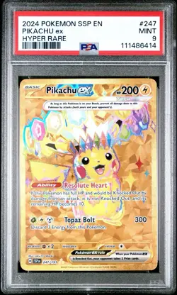 PIKACHU EX 247/191 PSA 9 SURGING SPARKS HYPER RARE POKEMON CARD ENGLISH - Image 3