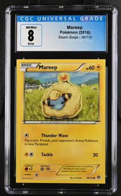 Pokemon TCG Steam Siege - Mareep 38/114 English Square Cut Error CGC 8 - Image 1