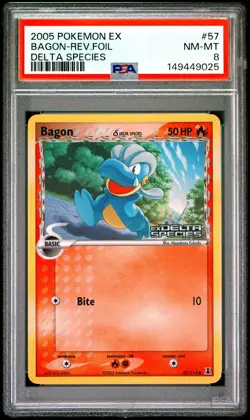 BAGON REVERSE HOLO 57/113 DELTA SPECIES POKEMON PSA 8 - Image 1