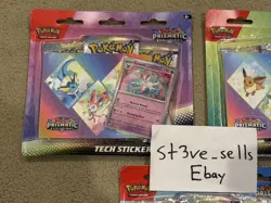 Pokemon TCG Prismatic Evolutions Tech Sticker Collection Full Art Set 3x SEALED - Image 5