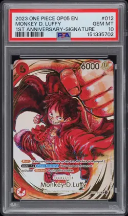 One Piece Monkey D. Luffy 1st Anniversary Signed Card ST01-012 Oda PSA 10 - Image 1