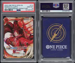 One Piece Monkey D. Luffy 1st Anniversary Signed Card ST01-012 Oda PSA 10 - Image 3