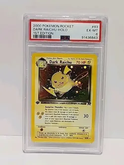 PSA 6 Dark Riachu 83/82 1st Edition Holo Team Rocket 2000 Pokemon Card Graded - Image 1