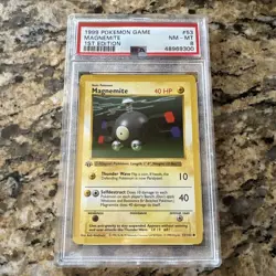 1999 1ST EDITION SHADOWLESS MAGNEMITE POKEMON CARD 53/102 PSA 8 - Image 1