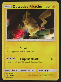 2019 DETECTIVE PIKACHU 10/18 SUN & MOON HOLO Pokemon TCG Trading Card Game - Image 1