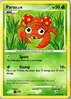 Pokemon Card - Paras 119/147 Supreme Victors Common Heavily Played - Image 1