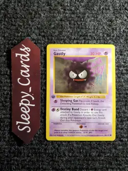 1st Edition Gastly Pokemon Card 50/102 Base Set Shadowless HP - Image 1