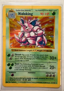 PSA 1 Potential: Nidoking 11/102 Holo Base Set WOTC 1999 Pokemon Card LP - Image 1