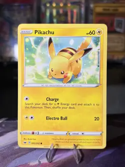 Pikachu 065/202 Sword and Shield Base Set SWSH Pokemon Card - LP - Image 1