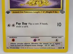 Meowth 56/64 1st Edition Jungle LP Pokemon Card WOTC Vintage 1999 - Image 3