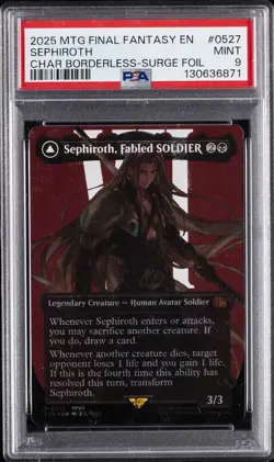 2025 MTG FINAL FANTASY SURGE FOIL #0527 SEPHIROTH, FABLED SOLDIER PSA 9 - Image 1