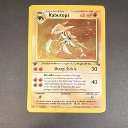 Pokemon Kabutops Fossil 9/62 Holo Rare 1st Edition 60 HP Stage 2 1999 - Image 1