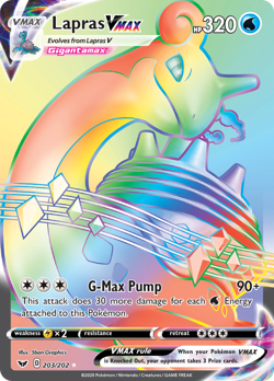 Lapras VMAX 203/202 Rainbow Rare Sword & Shield Pokemon NM/M - Image 4