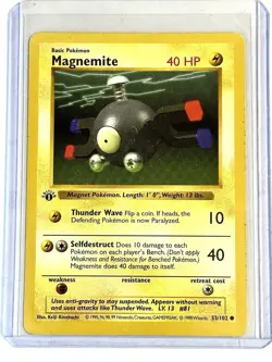 Pokemon TCG Magnemite #53/102 **1st Edition** Shadowless Base Set - Image 1