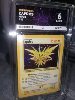 1999 Fossil Holo Zapdos Pokemon Card 15/62 Rare Ace Grade 6 Vintage WOTC - Image 1