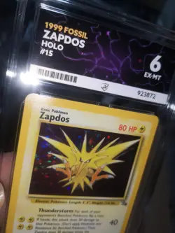 1999 Fossil Holo Zapdos Pokemon Card 15/62 Rare Ace Grade 6 Vintage WOTC - Image 2