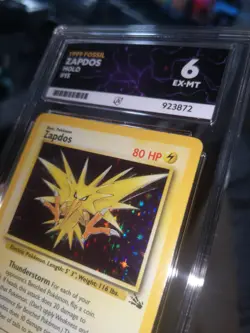 1999 Fossil Holo Zapdos Pokemon Card 15/62 Rare Ace Grade 6 Vintage WOTC - Image 3