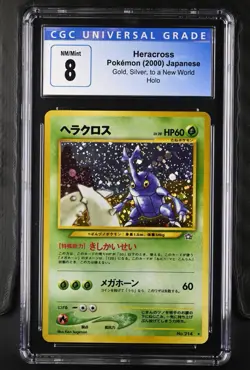 Heracross Pokemon (2000) Japanese Gold, Silver to a New World Holo CGC 8 NM/Mint - Image 1