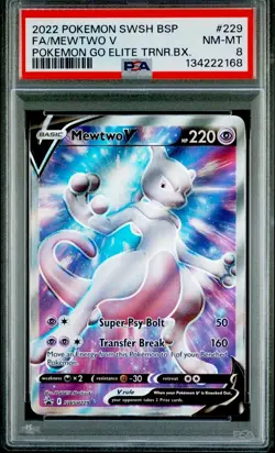 2022 POKEMON SWSH BLACK STAR PROMO #229 FULL ART/MEWTWO V PSA 8 - Image 1