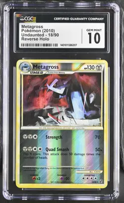 POP 8! Metagross 18/90 Reverse Holo Rare Pokemon 2010 Undaunted CGC Gem Mint 10 - Image 1