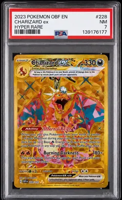 2023 POKEMON OBF EN-OBSIDIAN FLAMES HYPER RARE #228 CHARIZARD EX PSA 7 - Image 1