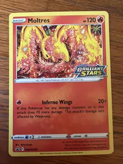 Pokemon TCG Moltres SWSH185 Brilliant Stars Black Star Promo Holo - Image 1