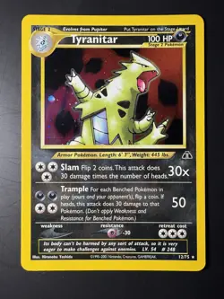 Tyranitar Holo 12/75 Pokemon WOTC Neo Discovery Vintage Rare 2001 - Image 1