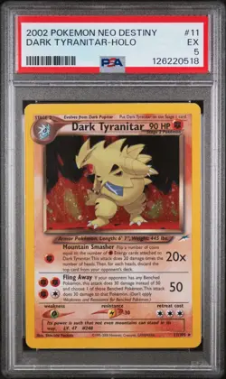 PSA 5 EX Dark Tyranitar Neo Destiny Holo Rare Pokemon Card 11/105 - Image 1