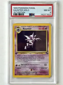 1999 POKEMON FOSSIL 1ST ED #6 HAUNTER-HOLO PSA 8 - Image 1