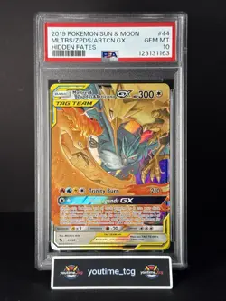 2019 Pokemon Sun & Moon Hidden Fates Moltres Zapdos & Articuno GX #44 PSA 10 - Image 1