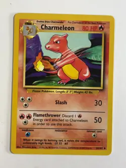Pokemon TCG Base Set Unlimited Charmeleon 24/102 Light Played - Image 1